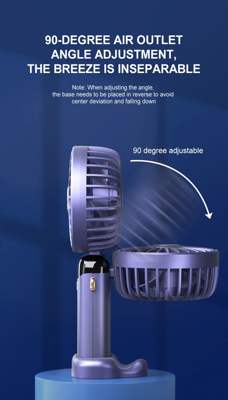 USB Handheld Mini Fan Foldable Portable Neck Hanging Fans 5 Speed USB Rechargeable Fan with Phone Stand and Display Screen ADreamFuture